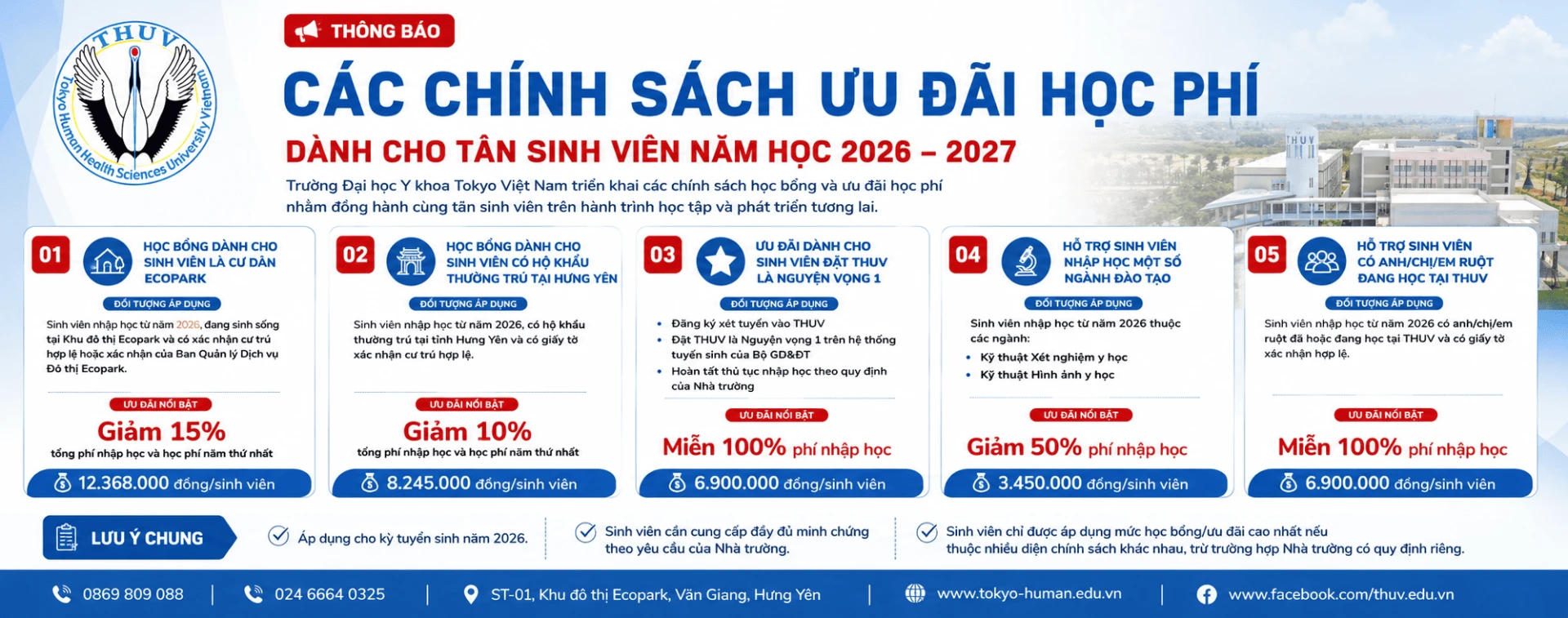 chính sách ưu đãi học phí 2026